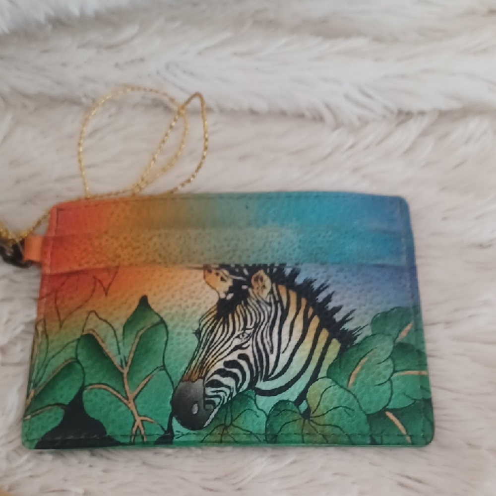 Anuschka- Zebra Multicolor Hand-Painted Women's Bag and Card Holder- HB280 - Picture 5 of 8